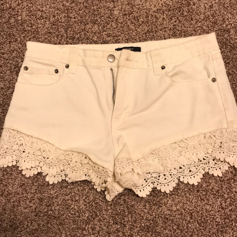 White shorts w/ lace